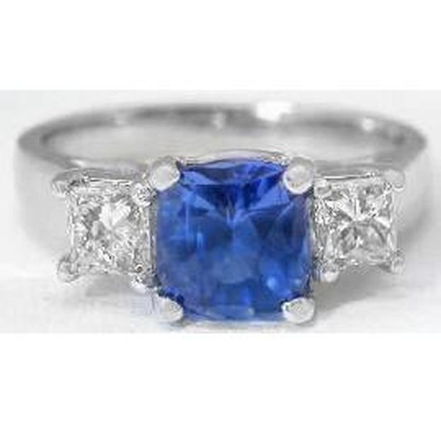 Untreated Blue Sapphire and Diamond Ring
